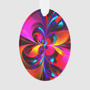 Moderne bloemige Abstracte kunst rood blauw patroo Ornament