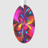 Moderne bloemige Abstracte kunst rood blauw patroo Ornament (voorkant)