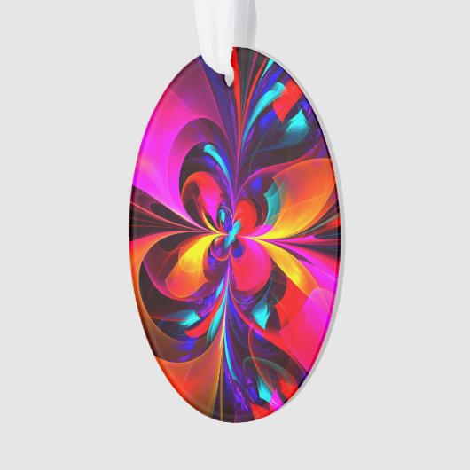 Moderne bloemige Abstracte kunst rood blauw patroo Ornament (voorkant)