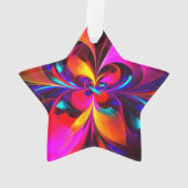 Moderne bloemige Abstracte kunst rood blauw patroo Ornament (achterkant)