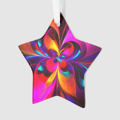 Moderne bloemige Abstracte kunst rood blauw patroo Ornament (voorkant)