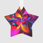 Moderne bloemige Abstracte kunst rood blauw patroo Ornament (voorkant)