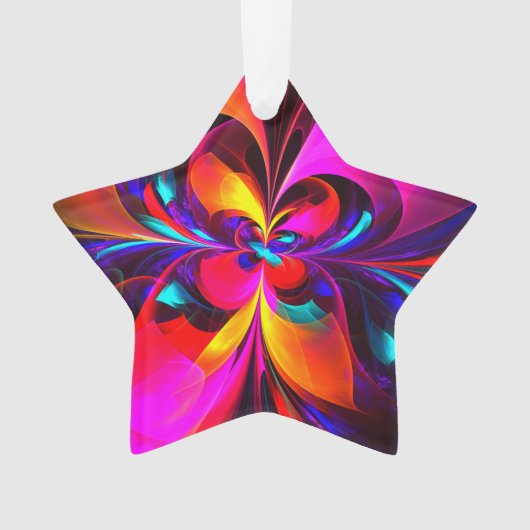 Moderne bloemige Abstracte kunst rood blauw patroo Ornament (voorkant)