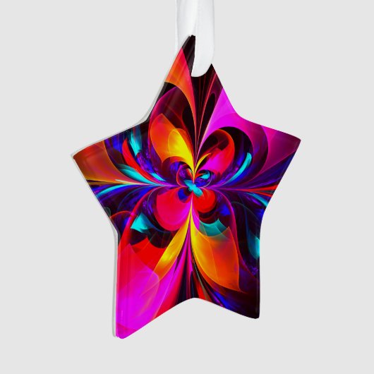 Moderne bloemige Abstracte kunst rood blauw patroo Ornament (voorkant)