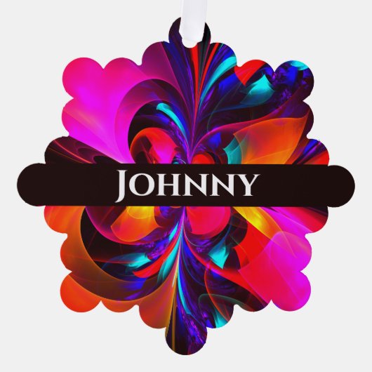 Moderne bloemige Abstracte kunst rood blauw patroo Ornament Kaart (Voorkant)