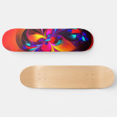 Moderne bloemige Abstracte kunst rood blauw patroo Persoonlijk Skateboard (Horizontaal)