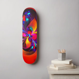 Moderne bloemige Abstracte kunst rood blauw patroo Persoonlijk Skateboard