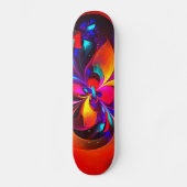 Moderne bloemige Abstracte kunst rood blauw patroo Persoonlijk Skateboard (Voorkant)