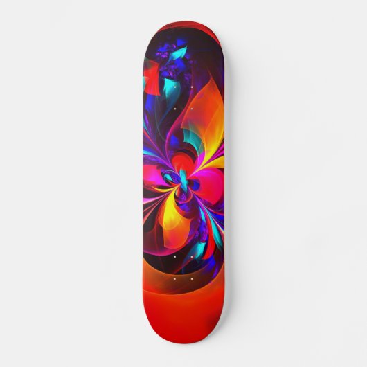 Moderne bloemige Abstracte kunst rood blauw patroo Persoonlijk Skateboard (Voorkant)