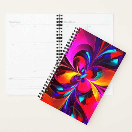 Moderne bloemige Abstracte kunst rood blauw patroo Planner (Display)