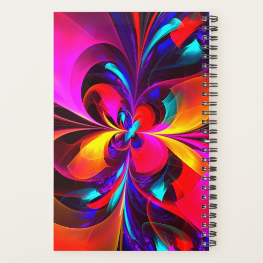 Moderne bloemige Abstracte kunst rood blauw patroo Planner (Achterkant)