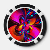 Moderne bloemige Abstracte kunst rood blauw patroo Poker Chips (Achterkant)