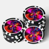 Moderne bloemige Abstracte kunst rood blauw patroo Poker Chips (Opstapeling)