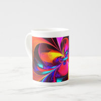 Moderne bloemige Abstracte kunst rood blauw patroo