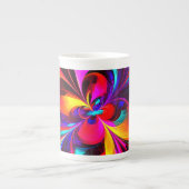 Moderne bloemige Abstracte kunst rood blauw patroo Porselein Kop (Voorkant)