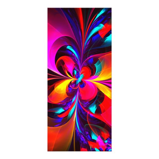 Moderne bloemige Abstracte kunst rood blauw patroo Reclamekaart (Voorkant)