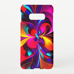 Moderne bloemige Abstracte kunst rood blauw patroo Samsung Galaxy S10E Hoesje
