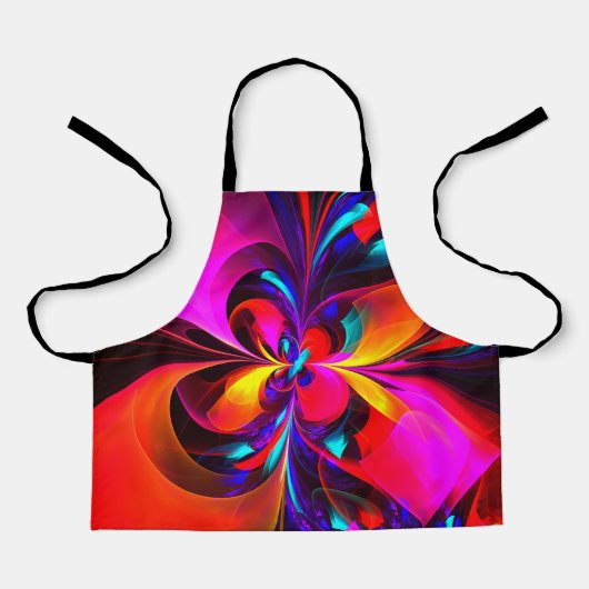 Moderne bloemige Abstracte kunst rood blauw patroo Schort (Voorkant)