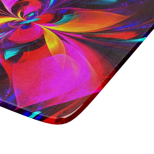 Moderne bloemige Abstracte kunst rood blauw patroo Snijplank (Hoek)