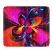 Moderne bloemige Abstracte kunst rood blauw patroo Snijplank (Voorkant)