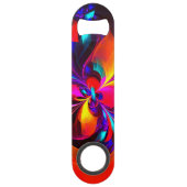 Moderne bloemige Abstracte kunst rood blauw patroo Speed Flessenopener (Achterkant)