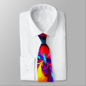 Moderne bloemige Abstracte kunst rood blauw patroo Stropdas (Gebonden)