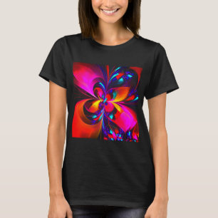 Moderne bloemige Abstracte kunst rood blauw patroo T-shirt