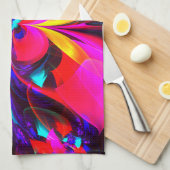 Moderne bloemige Abstracte kunst rood blauw patroo Theedoek (Quarter Fold)