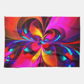 Moderne bloemige Abstracte kunst rood blauw patroo Theedoek (Horizontaal)