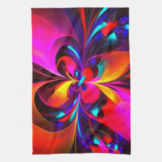 Moderne bloemige Abstracte kunst rood blauw patroo Theedoek