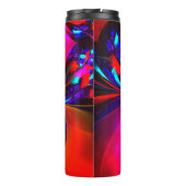 Moderne bloemige Abstracte kunst rood blauw patroo Thermosbeker (Achterkant)