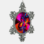 Moderne bloemige Abstracte kunst rood blauw patroo Tin Sneeuwvlok Ornament (Links)