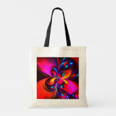 Moderne bloemige Abstracte kunst rood blauw patroo Tote Bag (Achterkant)