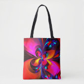 Moderne bloemige Abstracte kunst rood blauw patroo Tote Bag (Voorkant)