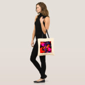 Moderne bloemige Abstracte kunst rood blauw patroo Tote Bag (Voorkant (model))