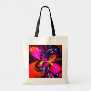 Moderne bloemige Abstracte kunst rood blauw patroo Tote Bag