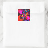 Moderne bloemige Abstracte kunst rood blauw patroo Vierkante Sticker (Tas)