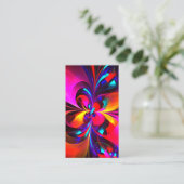 Moderne bloemige Abstracte kunst rood blauw patroo Visitekaartje (Staand voorkant)