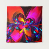 Moderne bloemige Abstracte kunst rood blauw patroo Wandkleed (Voorkant (horizontaal))