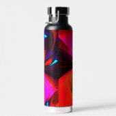 Moderne bloemige Abstracte kunst rood blauw patroo Waterfles (Rechts)