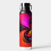 Moderne bloemige Abstracte kunst rood blauw patroo Waterfles (Voorkant)