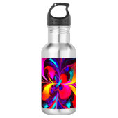 Moderne bloemige Abstracte kunst rood blauw patroo Waterfles (Voorkant)