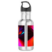 Moderne bloemige Abstracte kunst rood blauw patroo Waterfles (Achterkant)