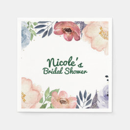 Moderne Bloemige Aquarel Bruidsfeest Chic Feest Servet