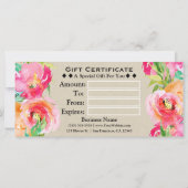 Moderne Bloemige Aquarel Kraft Cadeaubon (Achterkant)