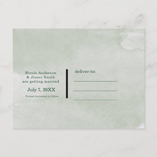 Moderne Bloemige Aquarel Save the Date Trouwkaart Aankondigingskaart (Achterkant)