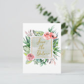 Moderne Bloemige Aquarel Save the Date Trouwkaart Aankondigingskaart (Staand voorkant)