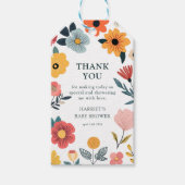 Moderne bloemige baby shower favor cadeaulabel (Voorkant)