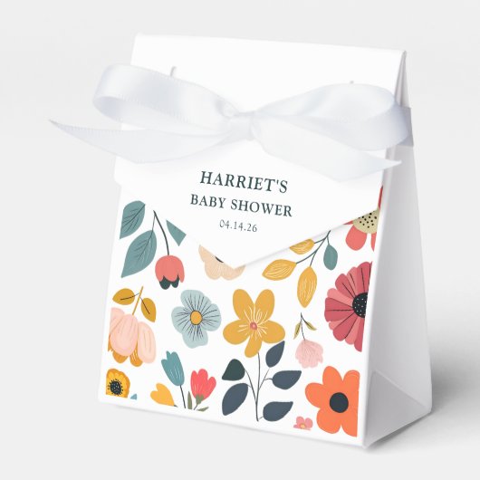 Moderne bloemige babyshower bedankdoosjes (Voorkant Zijde)