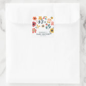 Moderne bloemige babyshower vierkante sticker (Tas)